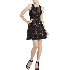 BCBG Maxazria Black Cotton Eyelet Zip Front Dress - NWT